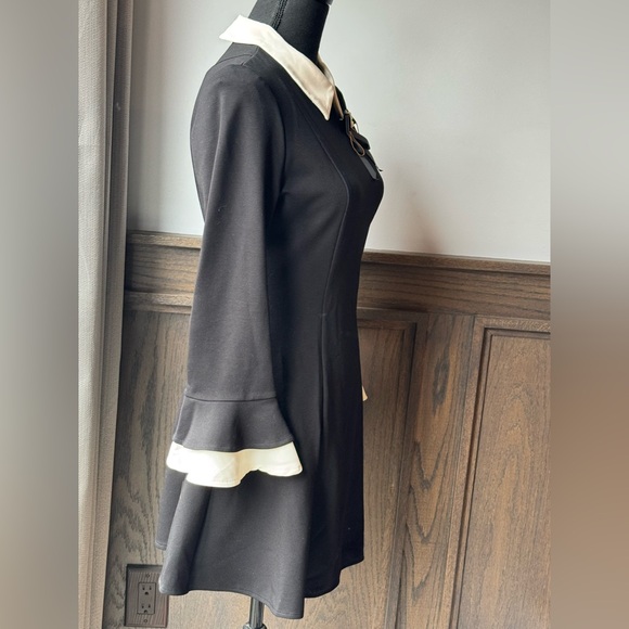 WLZD Black and White A-Line Dress with Bell Sleeves - Picture 5 of 8